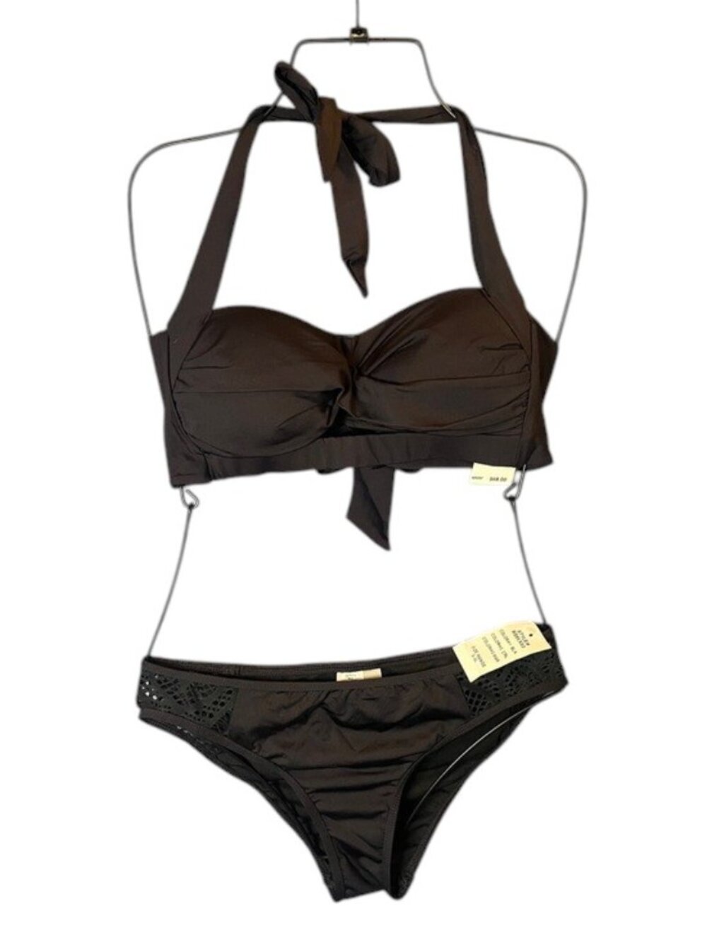 NWT Reaction Kenneth Cole Black Two Piece Bikini Set Halter Size Small